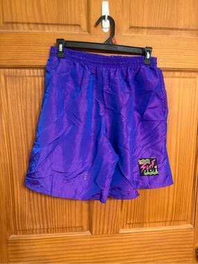 Vintage Irredescent Surf Style Men's Purple Athletic Swim Shorts Small
